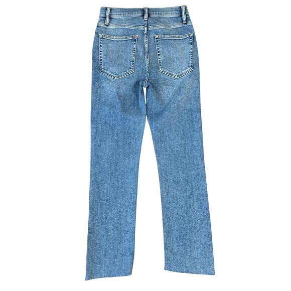 FRAME Le High Straight Light Wash Corkscrew Hem Denim Jeans in Color Whimsy (27) - Picture 3 of 9